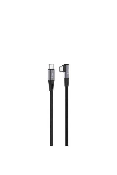 Ttec AlumiCable USB-C USB-C 60W PD/QC 90° L Tasarımlı Gamer Oyuncu 150cm Hızlı Şarj/Data Kablosu Siyah ürün görseli 1