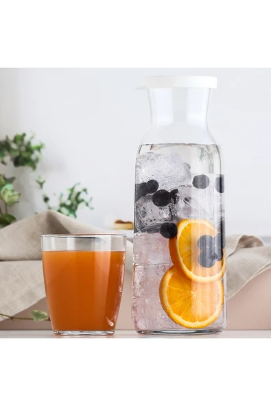 LAV Fonte Cam Karaf Tekli 1,2 L Beyaz Silikon Kapaklı (Sürahi ) ürün görseli 1