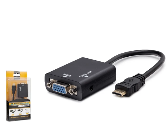 Mini Hdmi To Vga Ses Çıkışlı Görüntü Dönüştürücü - Siyah HDX7762 ürün görseli 1