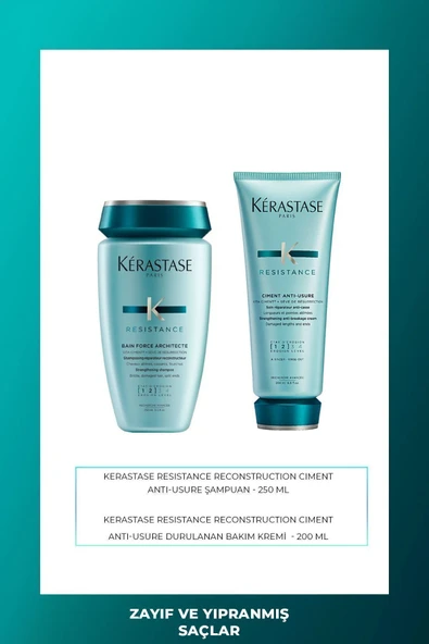 Kérastase Resistance Ciment Anti-Usure Onarıcı Saç Kremi 200 ml & Şampuan 250 ml ürün görseli 1