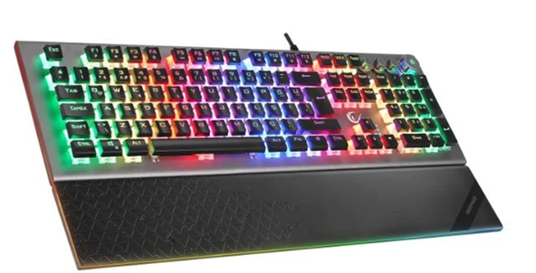 Rampage KB-R101 IMPRESSIVE Gri-Siyah USB RGB Aydınlatmalı İnce Tasarım Red Switch Oyuncu Klavyesi ürün görseli 1