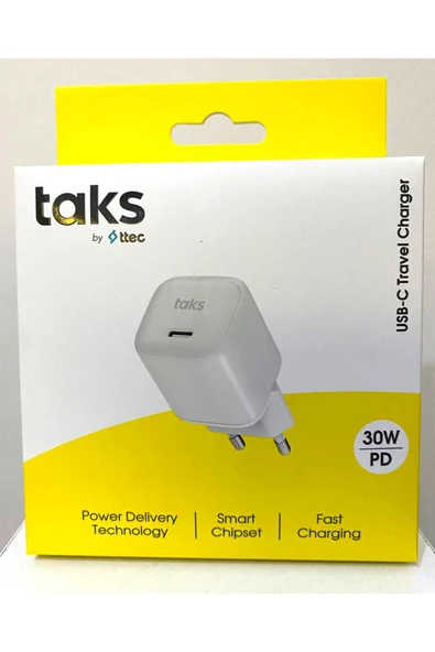 Ttec taks 5TP02B taks TP02 30W PD USB-C Seyahat Hızlı Şarj Aleti , Beyaz Beyaz ürün görseli 1