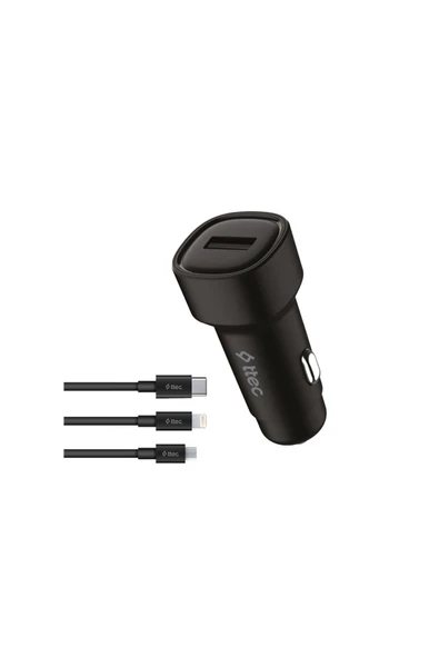Ttec SmartCharger 2.4A Araç Şarj Aleti + Trio Kablo siyah ürün görseli 1