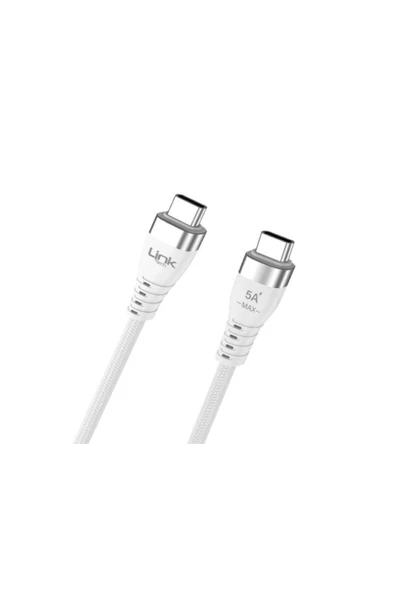 Linktech K653 Premium Type-c/type-c 120w Turbo Şarj Kablosu Beyaz ürün görseli 1