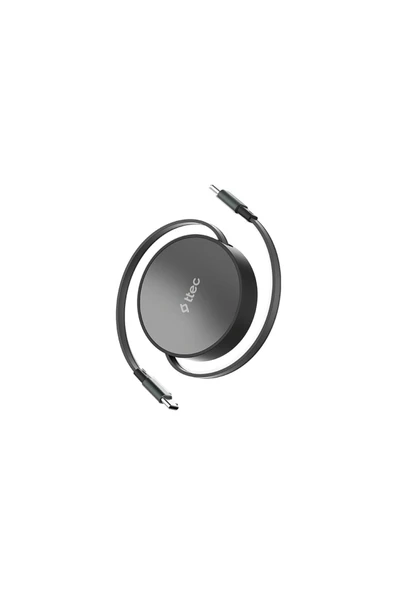 Ttec USB-C - USB-C Mini Makaralı 100W PD/QC 120cm Hızlı Şarj Kablosu Uzay Siyahı ürün görseli 1