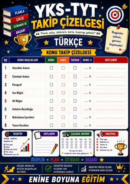 YKS  TYT Takip Çizelgesi ürün görseli 1