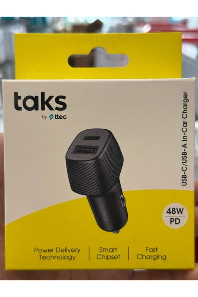 Ttec Taks 5CP02S taks CP02 Duo 48W PD/QC USB-C+USB-A Araç Hızlı Şarj Aleti Siyah Siyah ürün görseli 1