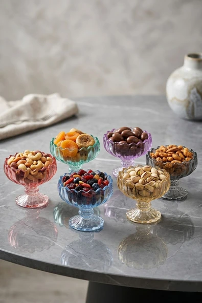 PLT Design Mimoza 6 Renk Ayaklı Çerezlik Dondurmalık Sunum Kasesi 105ml ürün görseli 1