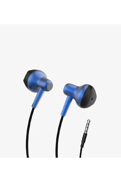 Linktech Süper Bass Kablolu Kulaklık , H677 Mavi Mikrofonlu Metal Kablolu Kulaklık , Premiu MAVİ ürün görseli 1