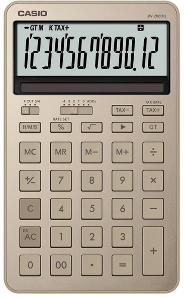 Casio JW-200DQ-GD12 Hane Parlak Altın Masa Üstü Hesap Makinesi ürün görseli 1