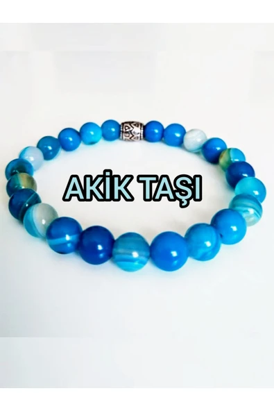 SEVER DOĞAL TAŞ AKİK TAŞI 8 MM DOĞALTAŞ BİLEKLİK ürün görseli 1