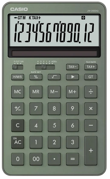 Casio JW-200DQ-GN 12 Hane Puslu Yeşil Masa Üstü Hesap Makinesi ürün görseli 1
