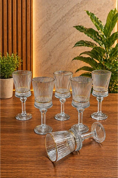 PLT Design Heren Yaldızlı 6'lı Kristal Ayaklı Kahve Yanı Su Ve Meşrubat Bardağı 140ml ürün görseli 1