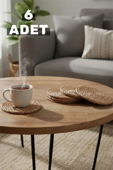 Bayev Hasır 6’Lı Bardak Altlığı 9053 - 11 Cm Çay Fincan Kupa Mum Altlığı Dekoratif Supla ürün görseli 1