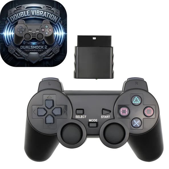 Platoon Kablosuz PS2 Oyun Kolu 2.4GHz Çift Titreşimli Wireless Gamepad Alıcılı ürün görseli 1