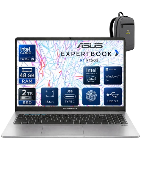 EXPERTBOOK Intel Core İ5-13420H 48 GB 2 TB SSD UHD GRAPHİCS 15.6" FULL HD WİN11PRO NOTEBOOK P1503CVA-I58512G1DOKA23 ürün görseli 1