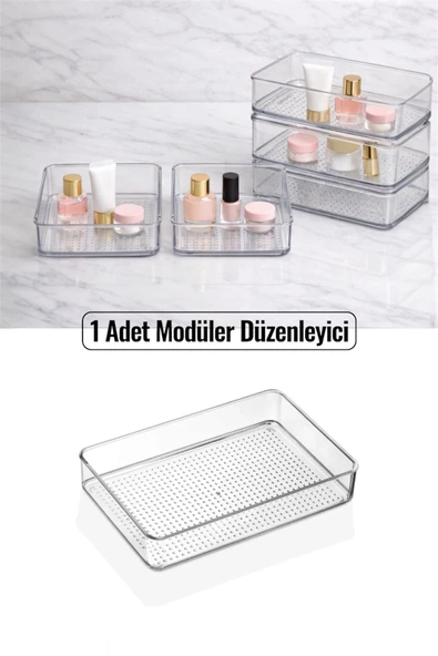 Bayev 1 Adet Leo (XL) Çekmece Içi Çatal Kaşık Düzenleme Kutusu - Makyaj Takı Organizeri ürün görseli 1