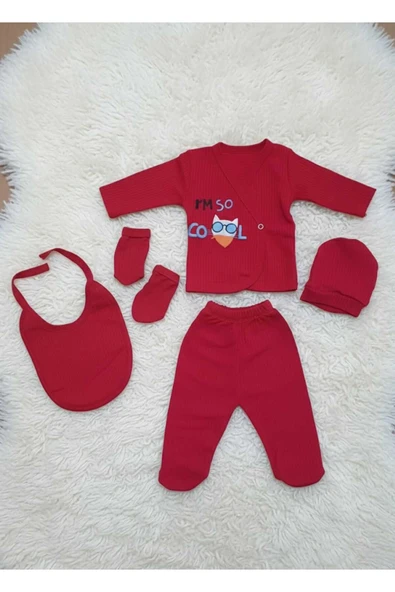 Kidzes %100 PAMUKLU ÇITÇITLI 5 PARÇA KEDİ BASKILI HASTANE ÇIKIŞI YENİDOĞAN (KUTULU) ürün görseli 1