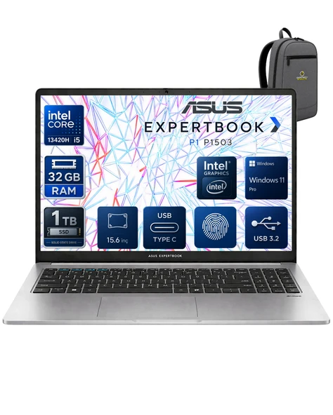 EXPERTBOOK Intel Core İ5-13420H 32 GB 1 TB SSD UHD GRAPHİCS 15.6" FULL HD WİN11PRO NOTEBOOK P1503CVA-I58512G1DOKA14 ürün görseli 1