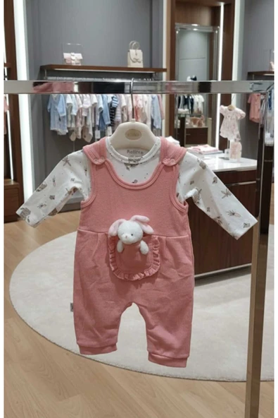 Kidzes 6-9 AY KIZ-ERKEK BEBEK OYUNCAK AYICIKLI RAPORLU ZIBINLI SALOPET-TULUM %100 PAMUK ürün görseli 1