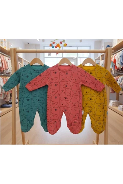 Kidzes Renkli Ayılar Tulum 3'lü Set 3-6 Ay ürün görseli 1