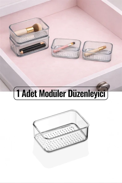 Bayev 1 Adet Leo (S) Modüler Set Çekmece İçi Organizer Çatal Kaşık Takı Makyaj Organizeri Üst Üste İstif ürün görseli 1