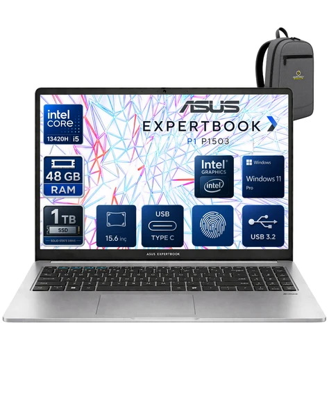 EXPERTBOOK Intel Core İ5-13420H 48 GB 1 TB SSD UHD GRAPHİCS 15.6" FULL HD WİN11PRO NOTEBOOK P1503CVA-I58512G1DOKA22 ürün görseli 1