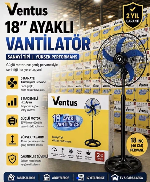 VENTUS 18'İNC AYAKLI VANTİLATÖR ürün görseli 1