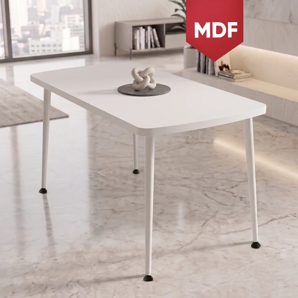 Runes Serisi MDF Sabit 80x130 Beyaz Mutfak Masası ürün görseli 1