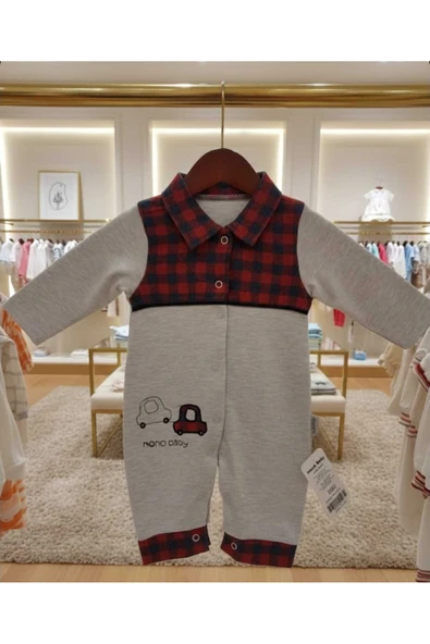 Kidzes EKOSE YAKA ÇITÇITLI %100 PAMUK COTTON BEBEK TULUM UNİSEX ürün görseli 1