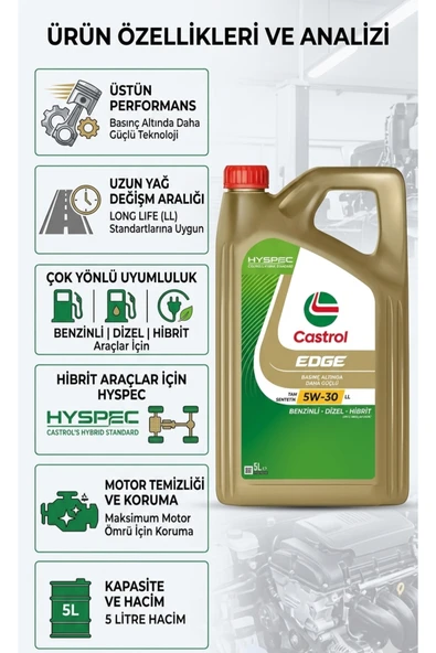 CASTROL Edge 5w-30 Ll 5 Litre - Resim 2