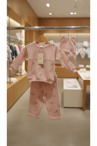 Kidzes %100 PAMUKLU (ORGANİK) DESENLİ 3'LÜ BEBEK TAKIM UNISEX ürün görseli 1