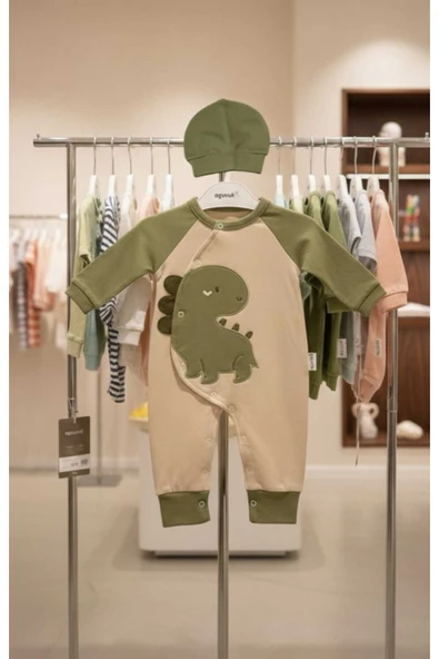 Kidzes Dinozor Nakışlı 6-9 AY Ay Bebe Tulum ürün görseli 1