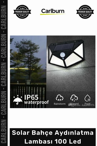 #Solar Dış Mekan Sensörlü Güneş Enerjili Su Geçirmez Solar Bahçe Aydınlatma Lambası 100 Led ürün görseli 1