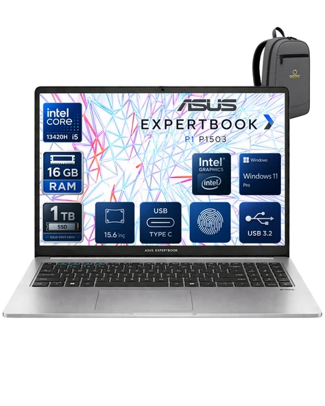 EXPERTBOOK Intel Core İ5-13420H 16 GB 1 TB SSD UHD GRAPHİCS 15.6" FULL HD WİN11PRO NOTEBOOK P1503CVA-I58512G1DOKA06 ürün görseli 1