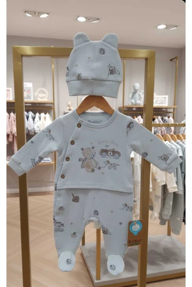 Kidzes ORGANİK YANDAN DÜĞMELİ ÇITÇITLI PATİKLİ TULUM UNISEX ürün görseli 1