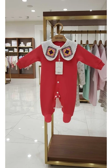 Kidzes Çiçek Örgü Yakalı Tulum 0-3 Ay Kız Bebek ürün görseli 1