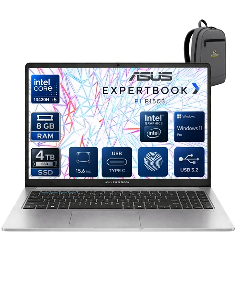 EXPERTBOOK Intel Core İ5-13420H 8 GB 4 TB SSD UHD GRAPHİCS 15.6" FULL HD WİN11PRO NOTEBOOK P1503CVA-I58512G1DOKA04 ürün görseli 1