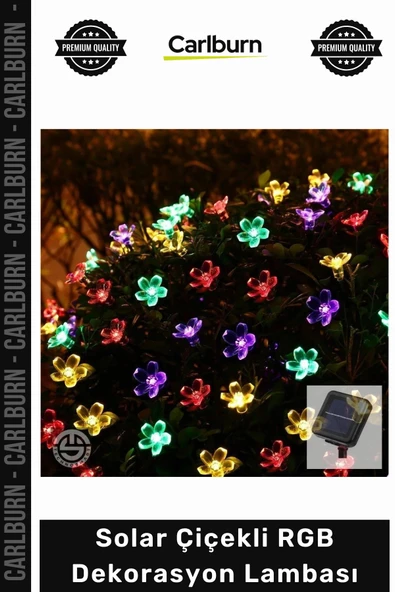 #Solar 30 Ledli Bahçe Dış Mekan Peyzaj Aydınlatma Güneş Enerjili Solar Çiçekli RGB Dekorasyon Lambası ürün görseli 1