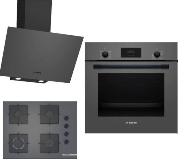Bosch HBF512BH1T-POP7C9P30O-DWK64PJ70T Ankastre Gri 3 Lü Set 310 ürün görseli 1