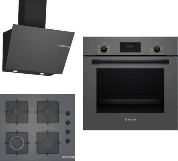 Bosch HBF512BH1T-POP6C9P30O-DWK66PJ70T Ankastre Gri 3 Lü Set 308 ürün görseli 1