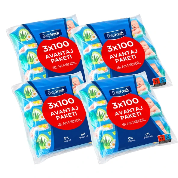 Deep Fresh Islak Mendil 3x100 lü x 4 Adet (1200 Yaprak) ürün görseli 1