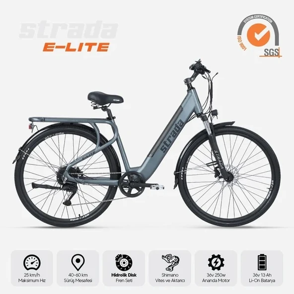 Strada E-Lite Elektrikli Bisiklet 250W 28 Jant 8 Vites Şehir Antrasit ürün görseli 1