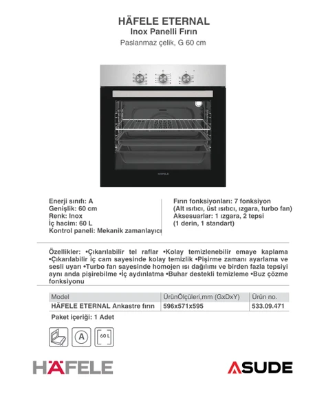Hafele Eternal Ankastre Set - Resim 3