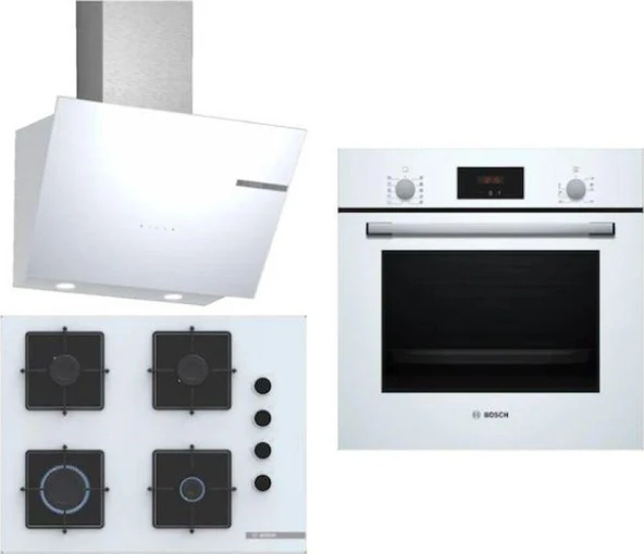 Bosch HBF512BW1T - POP7C2P30O - DWK66PJ20T Beyaz Ankastre Set ürün görseli 1