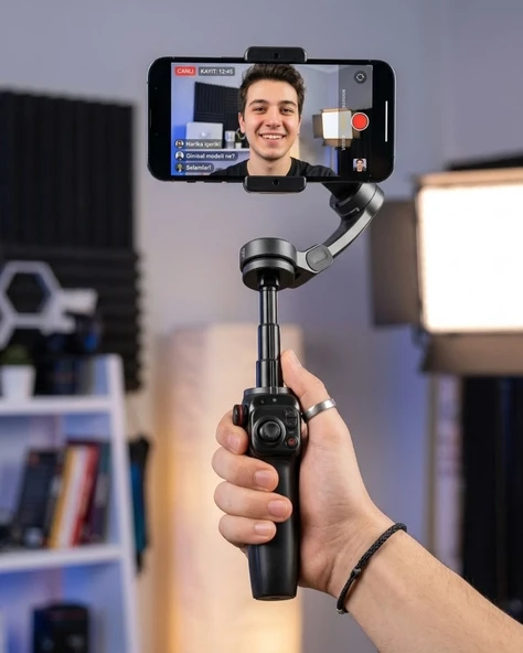 3 Eksen Telefon Gimbal Stabilizer Video Sabitleyici Vlog Ve Çekim Atı ürün görseli 1