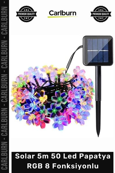 #SOLAR Bahçe Dekoratif Aydınlatma Dış Mekan Güneş Solar 5m 50 Led Papatya RGB 8 Fonksiyonlu ürün görseli 1