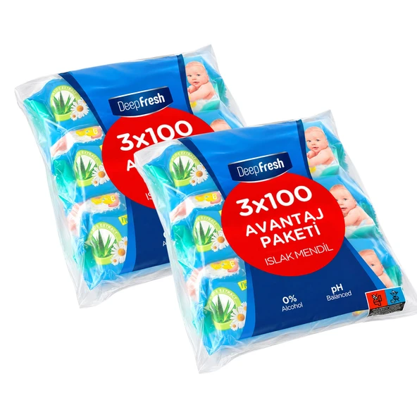 Deep Fresh Islak Mendil 3x100 lü x 2 Adet (600 Yaprak) ürün görseli 1