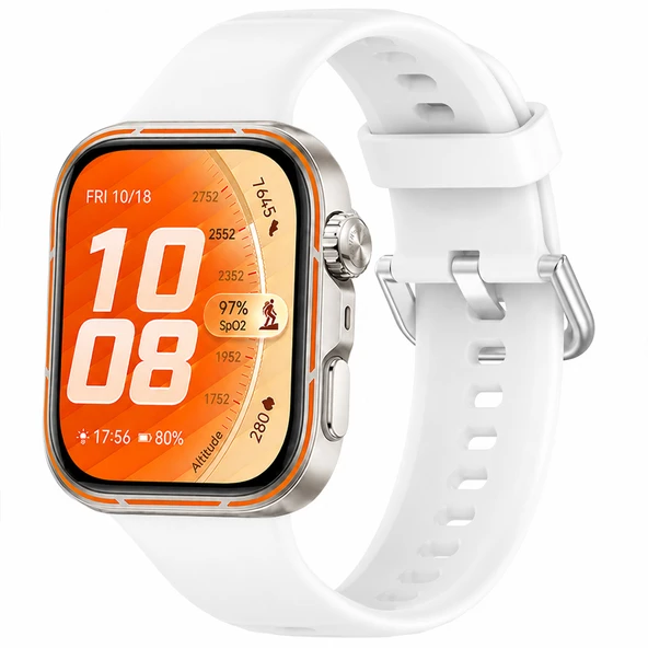 Huawei Watch Fit 5 Pro İle Uyumlu Metal Tokalı Yumuşak Soft Silikon Kordon  Beyaz ürün görseli 1