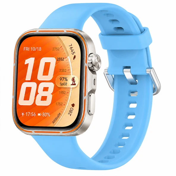 Huawei Watch Fit 5 Pro İle Uyumlu Metal Tokalı Yumuşak Soft Silikon Kordon  Mavi ürün görseli 1